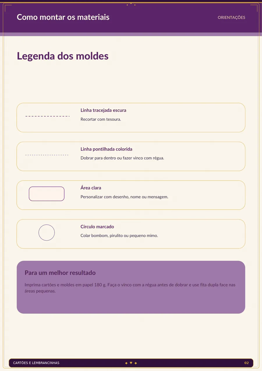 Prévia de lembrancinhas e cartões